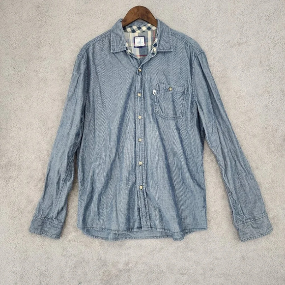 Johnnie-O Corduroy Mens L Blue Long Sleeve Button-Down Shirt   30GT - Picture 1 of 7